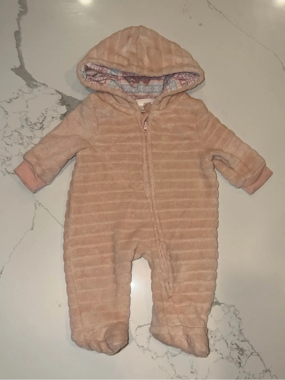 0-3 Month Tahari Baby Plush Hooded One-Piece Bunting